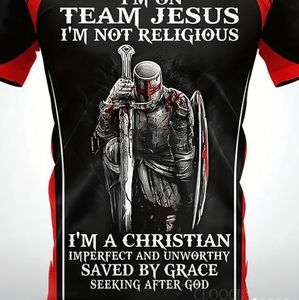 Christian Slogan and Knight Graphic Print Men's Top